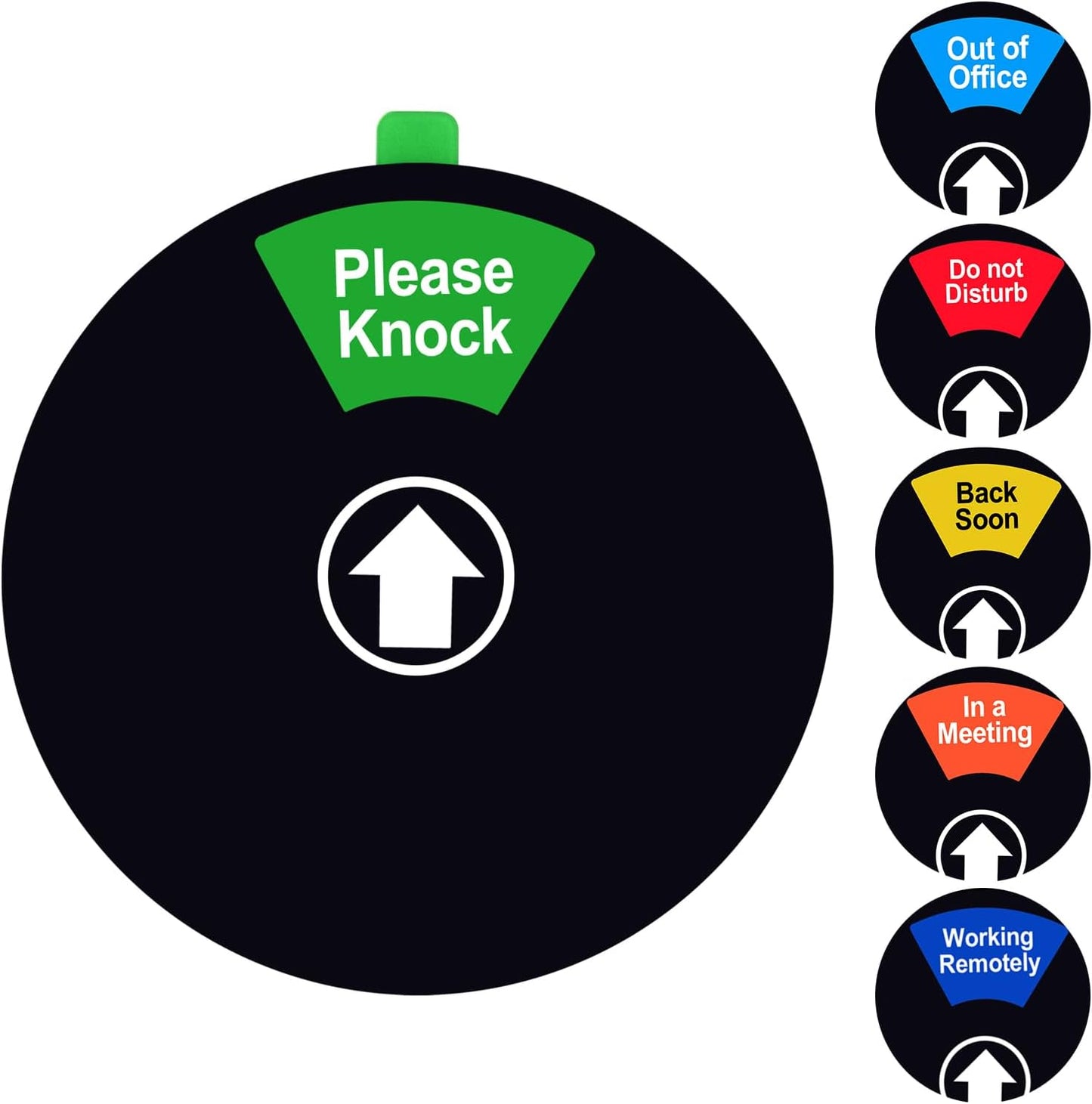 Kichwit Do Not Disturb Sign for Office Door, Working Remotely, In a Meeting, Please Knock, Out of Office, Privacy Sign for Offices, 5 Inch, Black