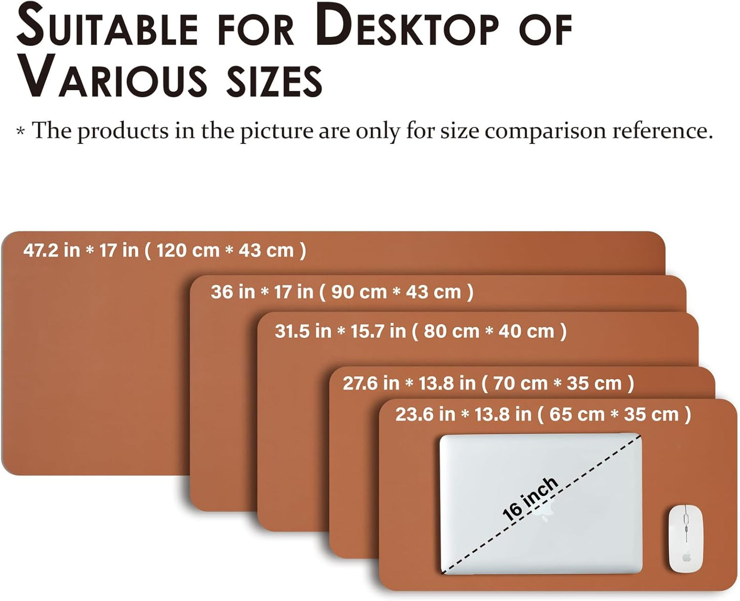 Large Desk Mat - 47.2"x 17" Non-Slip PU Desk Pad for Office and Home - Ideal for Large Mouse Pad and Desk Mats on Top of Desks(Brown)