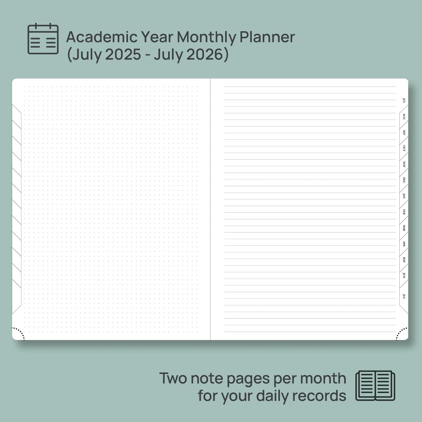 POPRUN Monthly Planner 2025-2026, 8.5'' x 11.25'', 13-Monthly Calendar (July 2025-July 2026) 15-Minute Hourly Appointment Book with Stair Tabs, Soft Cover, 100GSM Paper - Brown