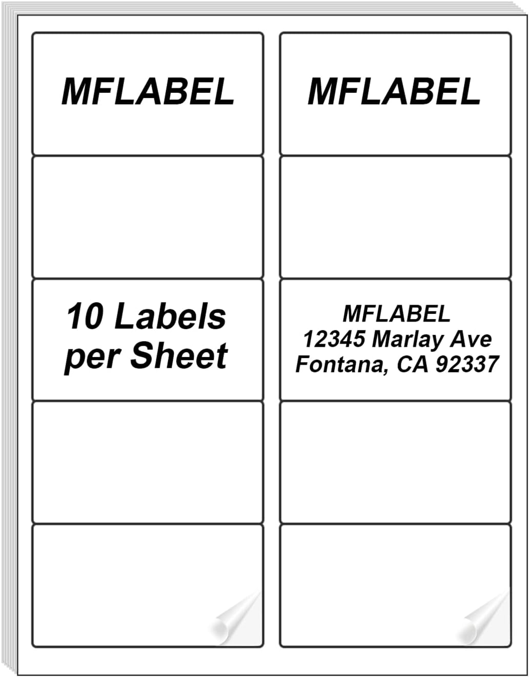MFLABEL 2x4 Shipping Labels - 500 Adhesive Address Labels for Laser/Inkjet Printer, 50 Sheets FBA Labels, 10-UP Matte White Stickers for Packages, Mail, FBA & Shipping Boxes