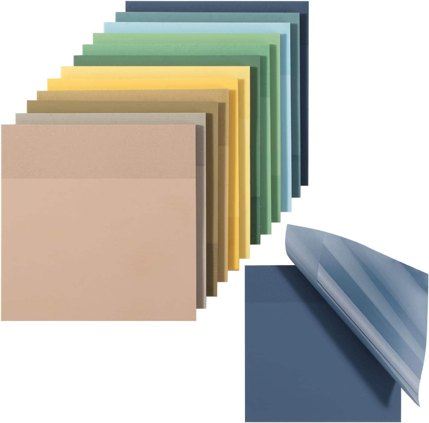 Mr. Pen- Transparent Sticky Notes, 3”x3”, Coastal Calm, 12 Pads, 600 Sheets, See Through Sticky Notes