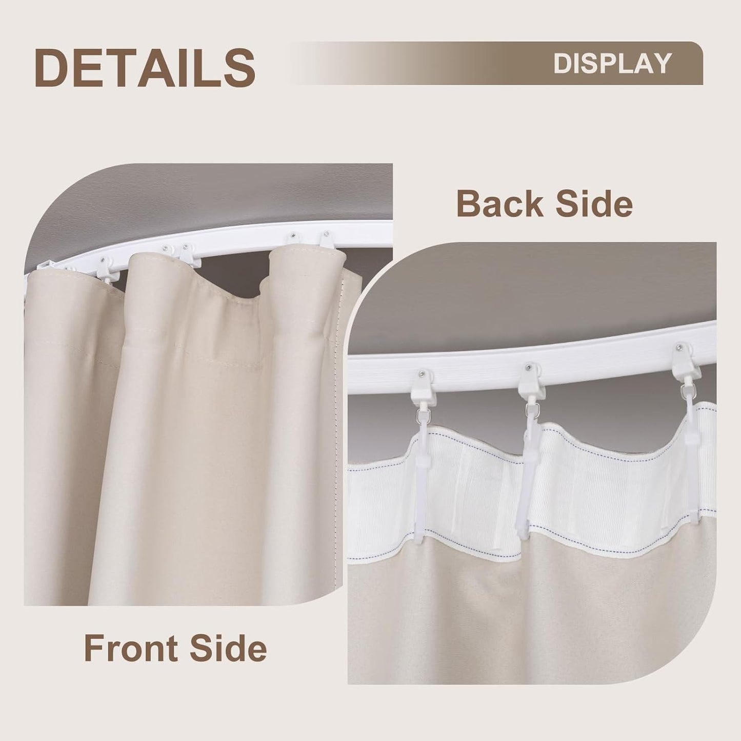 Room Divider Curtains & Flexible Bendable Tracks Set,Privacy Dividers Ceiling Track Curtain Window Blackout Curtains for Living Room Bedroom (W100 × H96 in 1 Panel Beige Drape & White Rail)