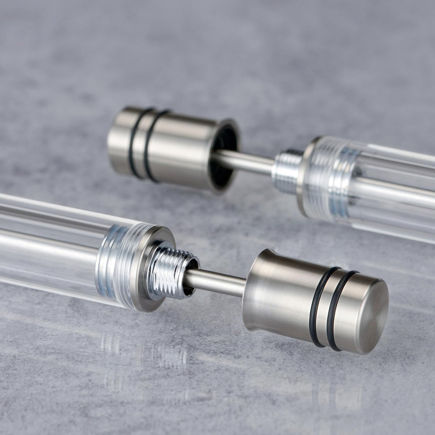 Asvine V200 Titanium Fountain Pen Vacuum Filling, Bock Broad Nib Clear Transparent Acrylic Smooth Writing Pen Case Set