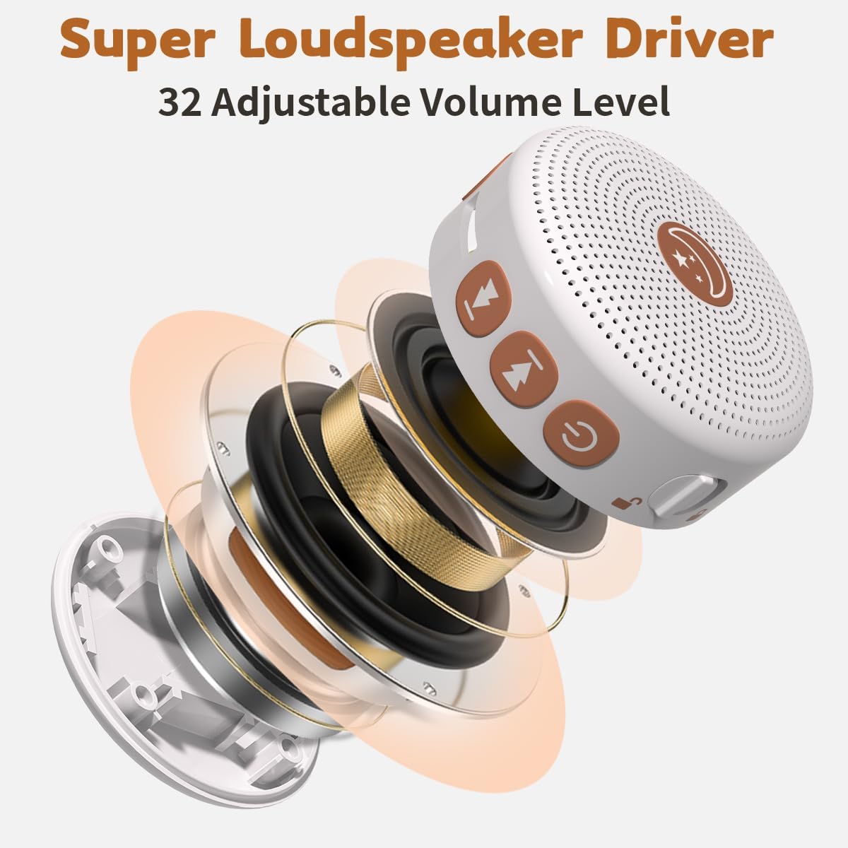 Brown Noise Machine Mini Sleep Sound Machine Portable Baby White Noise Machine with 30 Soothing Sounds for Kids Adults Auto-Off Timer 32 Volume Levels Rechargeable for Home Office Privacy and Travel