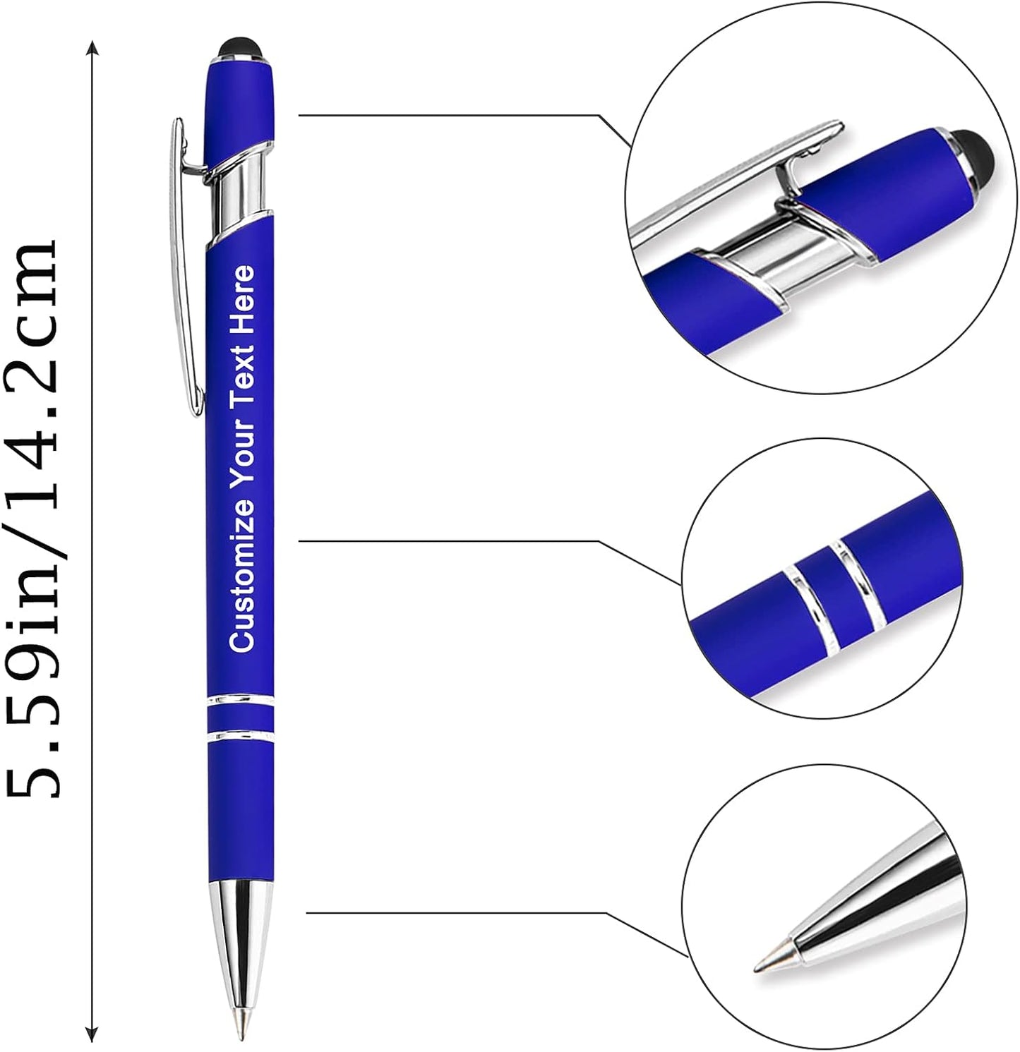 Max 500 Pcs Personalized Pens Bulk, Custom Pens with Free Engraving, Customized Stylus Tip Ballpoint Pen with Your Name Massage Text for School Office Business Graduation Anniversaries-500 Packs