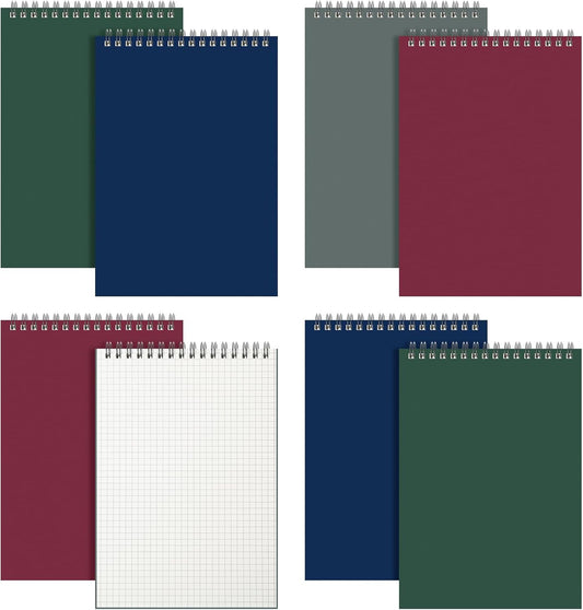 8 Pack Graph Paper Spiral Notepad A5 Top Wirebound Notepad Grid Notebook Steno Pads Memo Notebook Grid Paper 140 Pages for Writing Sketching Drawing Office Supplies (Multicolor)