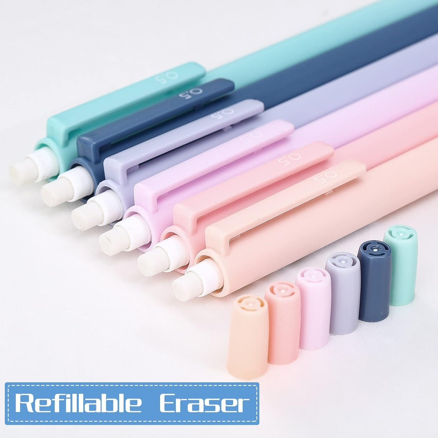 Sabary 60 Pcs Mechanical Pencil Bulk 0.5 mm Pastel Mechanical Pencils with Eraser Morandi Color Pens for Writing Drawing Home Office School