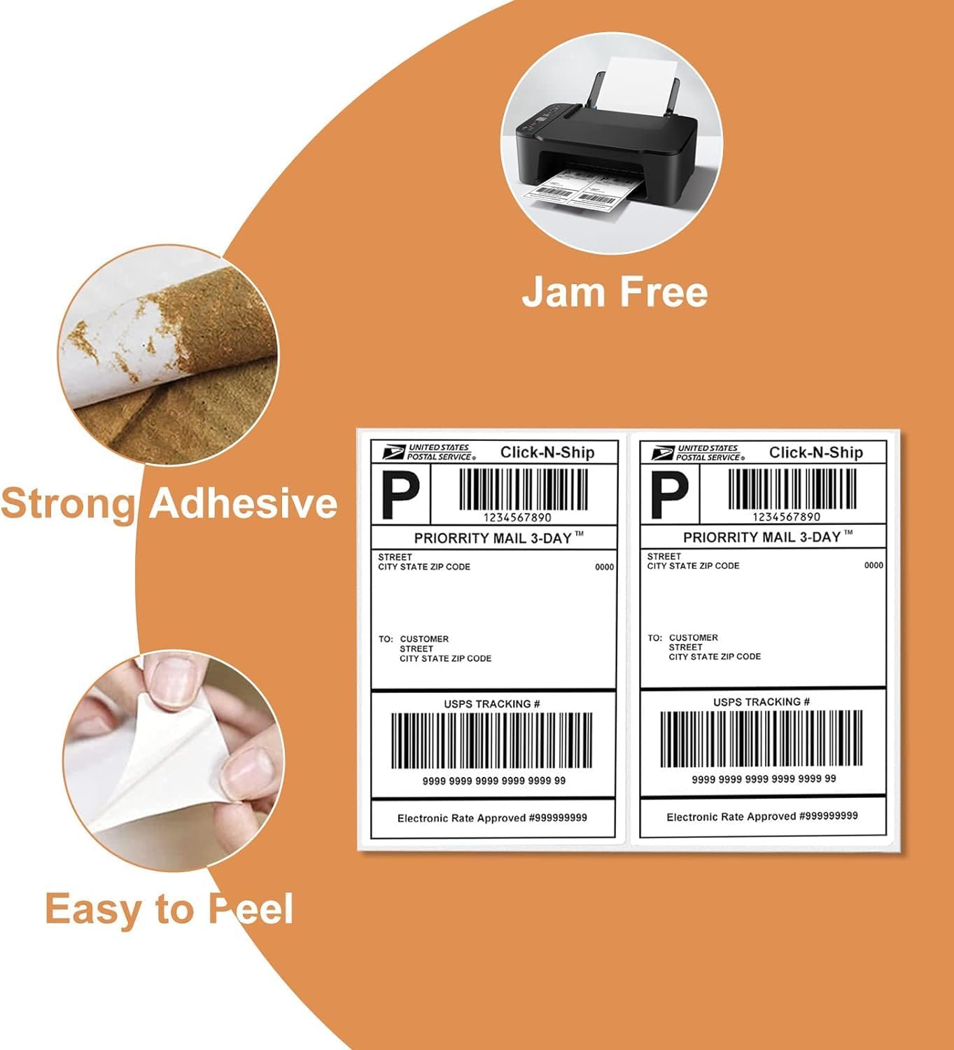 Shipping Labels 2 Per Sheet Round Corner Half Sheet Labels Mailing Labels for Packages Laser & Inkjet Printer Labels, 8126/5126 (1000sheet-2000labels)