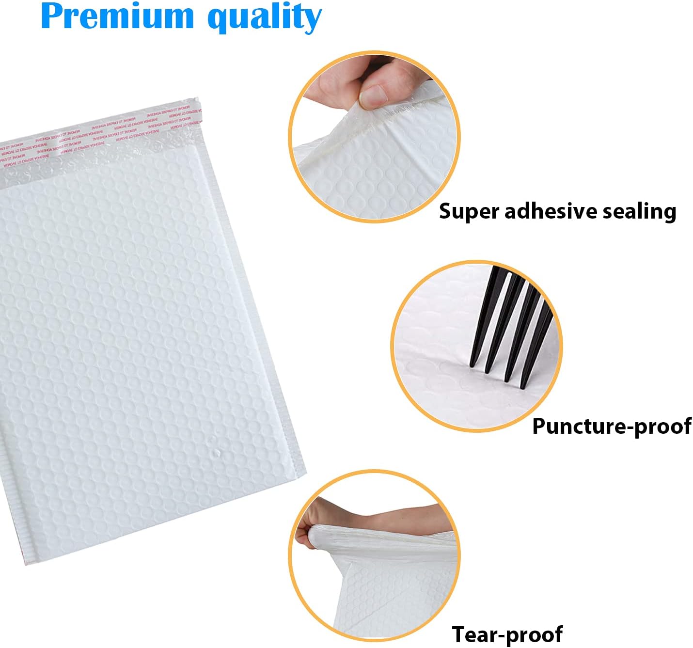 Immuson White 9.5 x 13.5 Inches Poly Bubble Mailers, Padded Shipping Envelopes, Self-Seal Shipping Bags, Packaging Bags, Bubble Envelopes Pack of 25