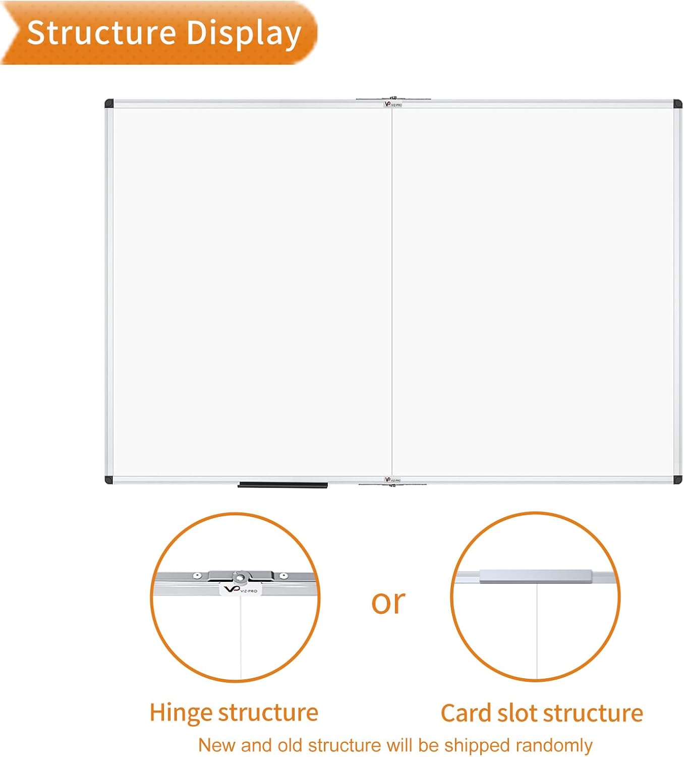 VIZ-PRO Magnetic Dry Erase Board, 96 X 48 Inches, Foldable Wall-Mounted Whiteboard with Silver Aluminum Frame & Marker Tray for School Office and Home 8' X 4'