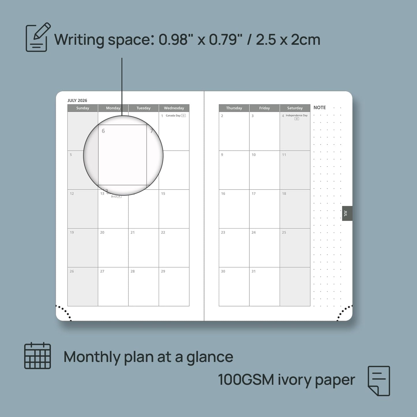 POPRUN 2026 Planner (Pocket Size 4''x 6.25'' Hardcover) - Small Calendar for Purse with Hourly Schedule & Vertical Weekly Layout, Monthly Calendars, 100 GSM - Light Pink