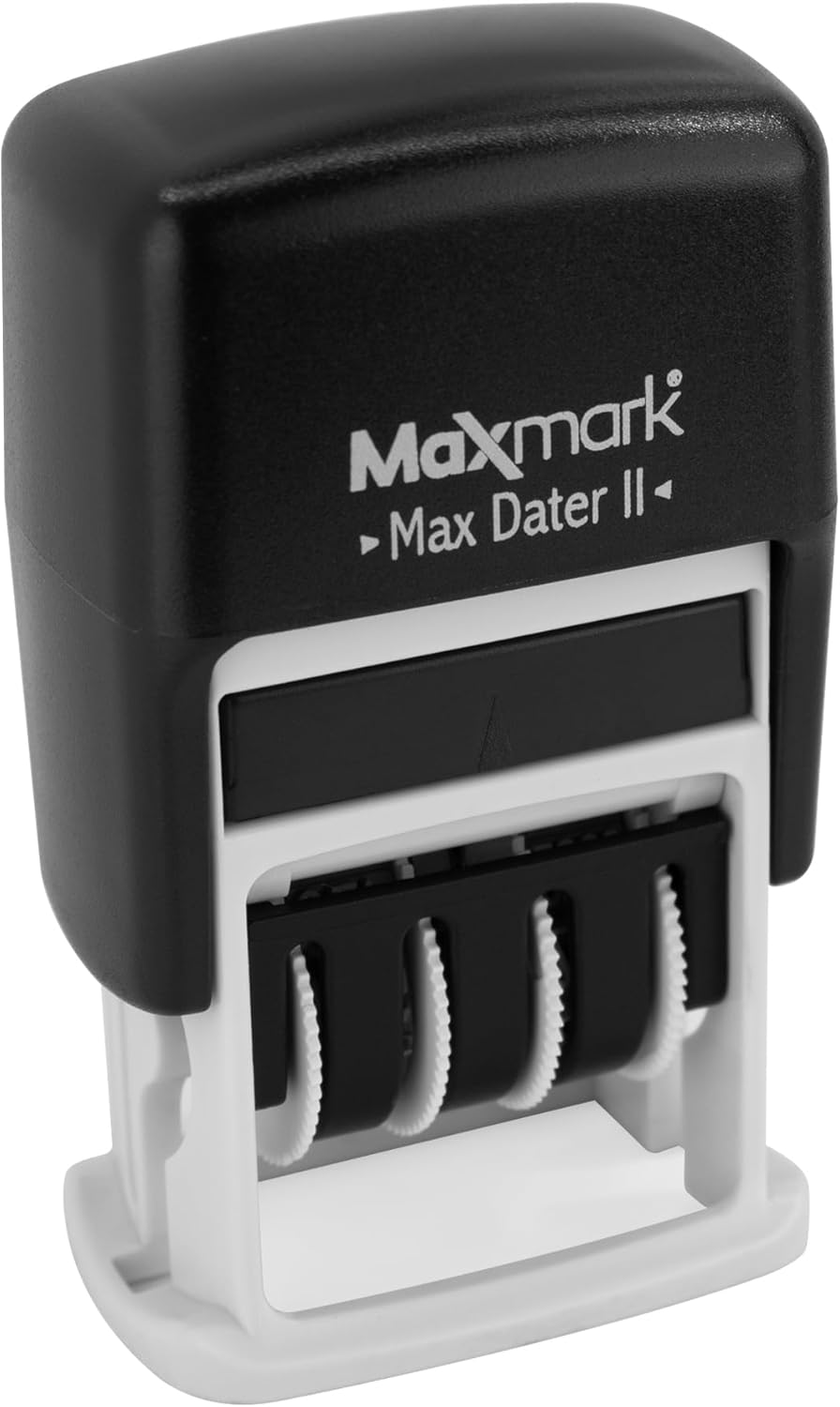 MaxMark Self-Inking Rubber Date Office Stamp with Received Phrase Blue Ink & Date RED Ink (Max Dater II), 12-Year Band