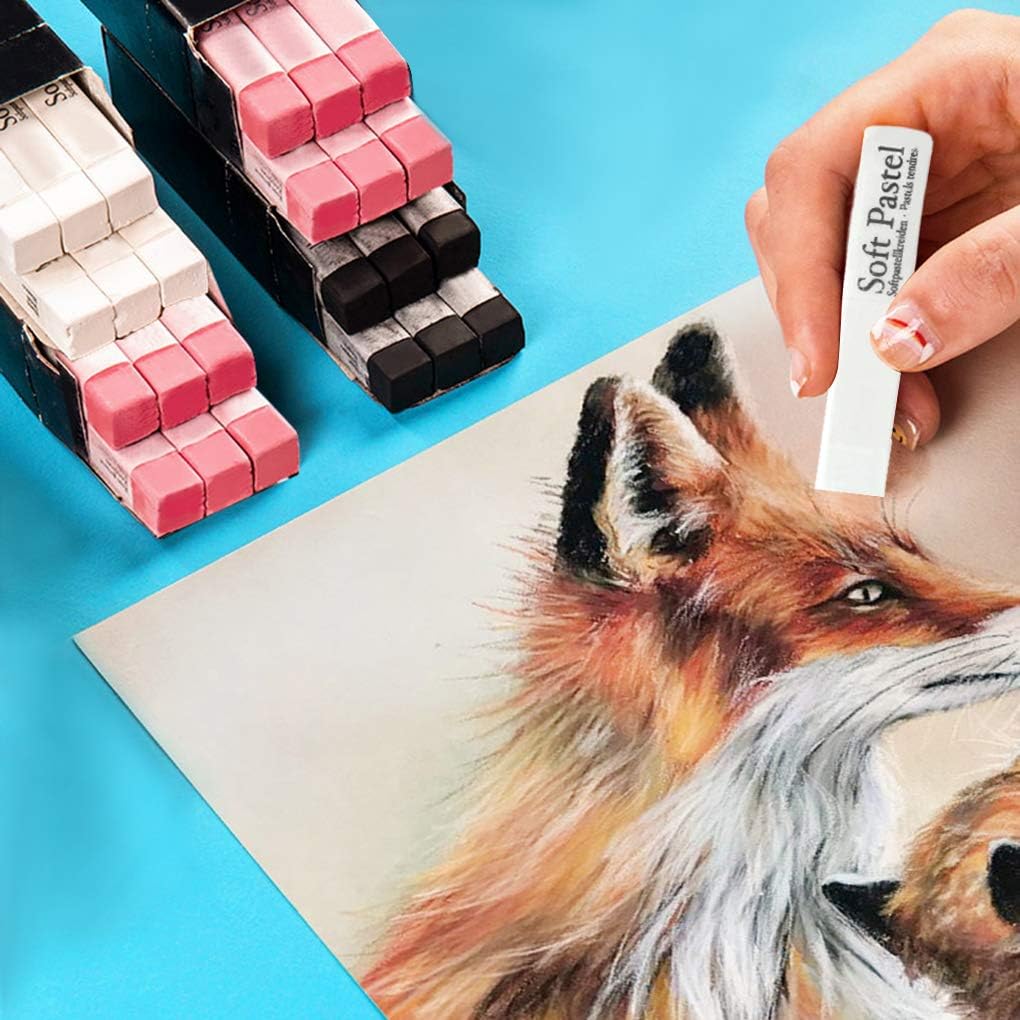 6pcs Soft Pastels Set Artist Grade Square Chalk Pencils Drawing Pastel Stick Painting Sketching Tool for Kids Students Artists Beginners (White)