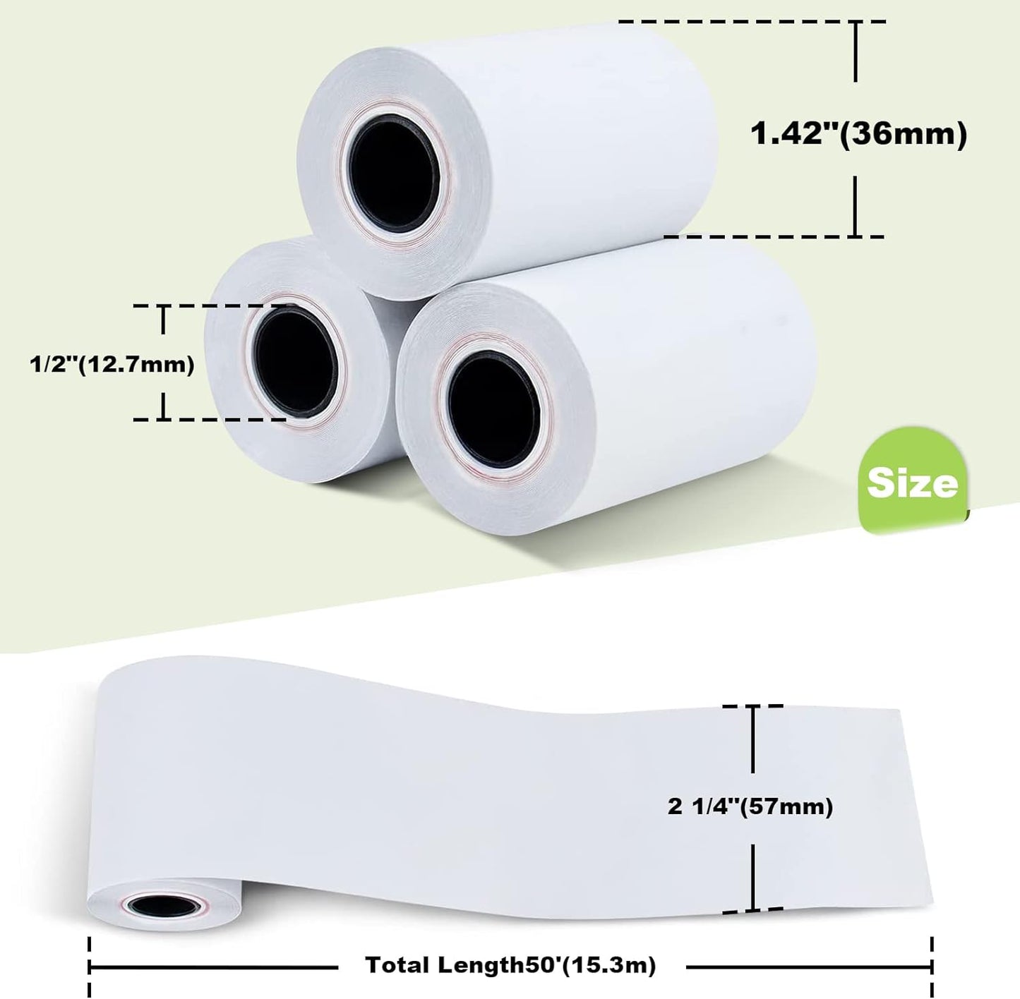 MFLABEL 2 1/4" x 50' Thermal Papers Cash Register POS Receipt Paper Credit Card Paper 5 Rolls