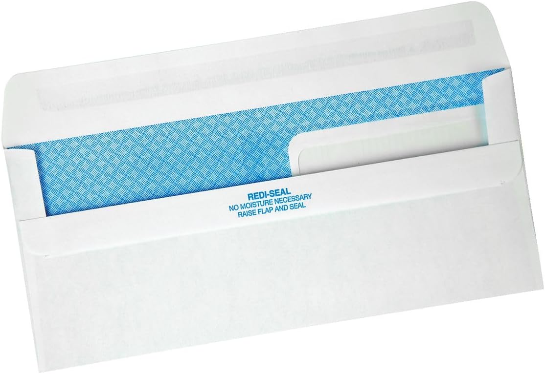 Quality Park® Redi-Seal™ Double-Window Security Envelopes, #9, 3 7/8" x 8 7/8", White, Box Of 500 (Pack of 5)