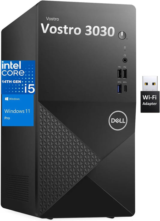 Dell Desktop Computers Tower PC for Home Business Student, 14th Gen Intel Core i5-14400 (Beat i7-13620H), 64GB DDR5 RAM, 2TB PCIe SSD, WiFi Adapter, DisplayPort, HDMI, Type-C, Windows 11 Pro