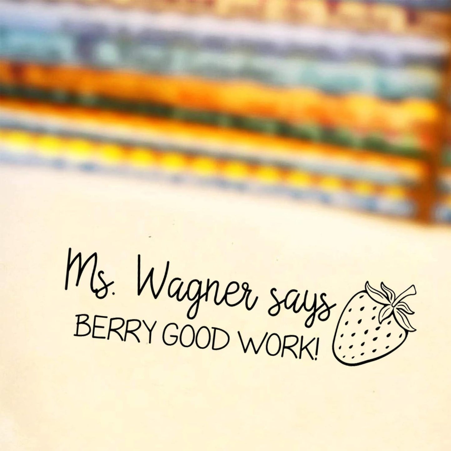 Custom Self-Inking Teacher Stamps | 49 Designs | Fun Phrases | Grading Made Easy | Classroom and Library Book Stamps (Berry Good Work, Xtra Large)