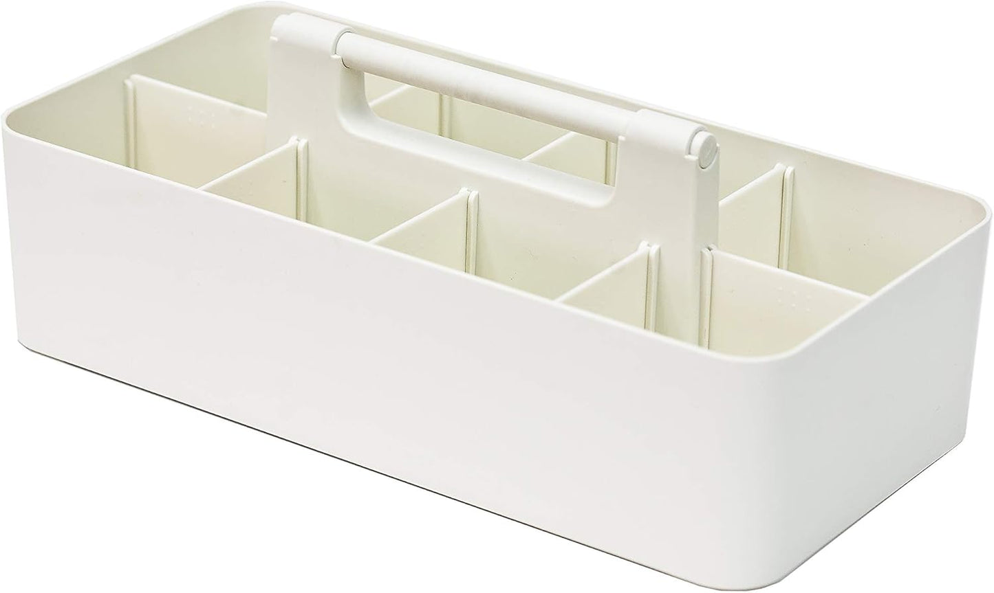 -Large Portable Caddy, DIY Dividers, 8 Compartments, School Office Supplies Home Business Organizer,Portable Basket with Handle Storage Organizer Modern Made in USA (4 PACK, Ivory)