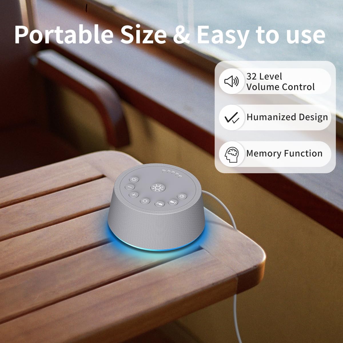 SoundLegend Sleep White Noise Sound Machines 32-Level Volume 30 Sounds 12 Colors Light 5 Timers Adjustable Light Brightness Compact for Everyone Travel Gift Memory Function