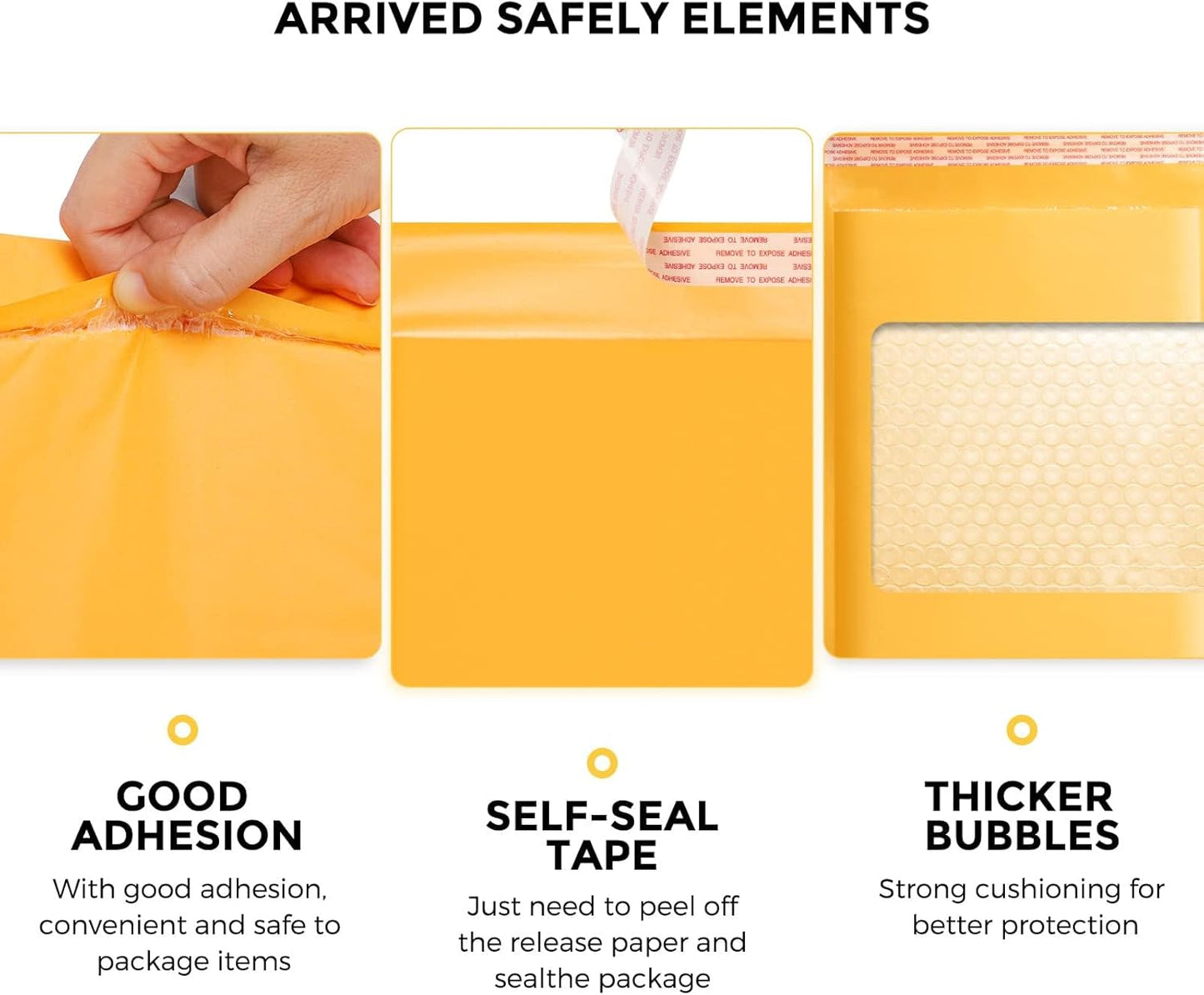 Fuxury Kraft Bubble Mailers 4x8" 500Pack Eco-Friendly Padded Envelopes Thick Bubble Envelopes Usable Size 4x7" Waterproof Cushioned Padded Mailers Packaging for Small Business #000 Yellow