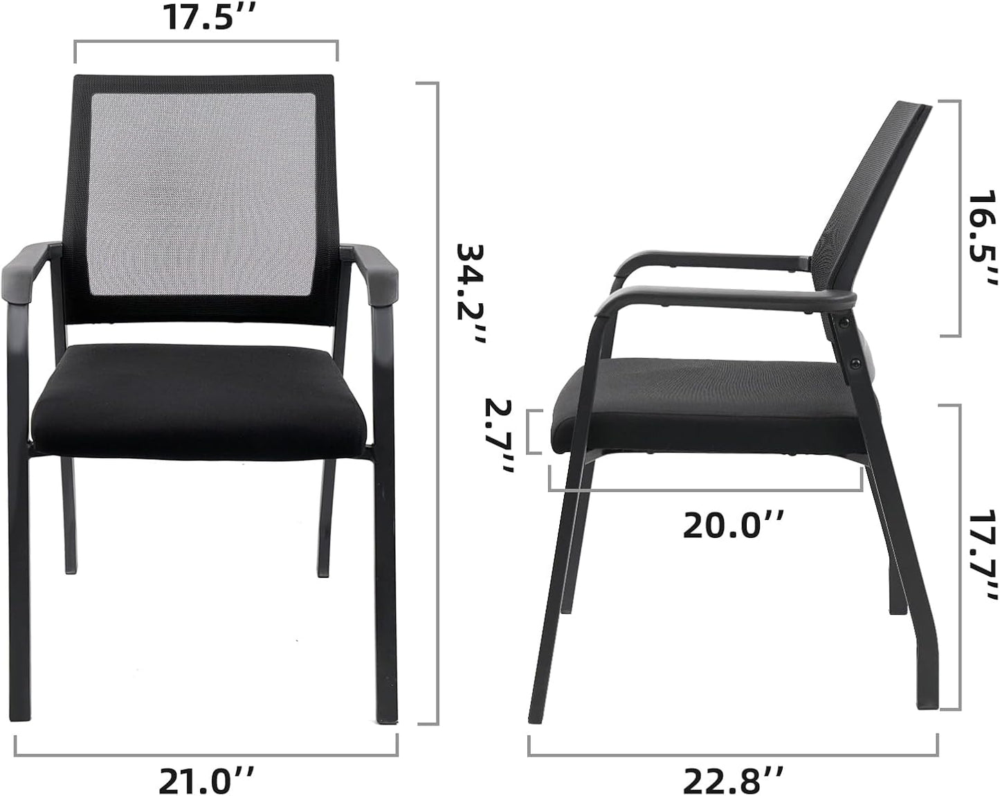 Desk Chair No Wheels, Arm Chair with Ergonomic Lumbar Support and Thickened Seats Cushion, Waiting Room Chairs for Office School Church Guest Reception, Black