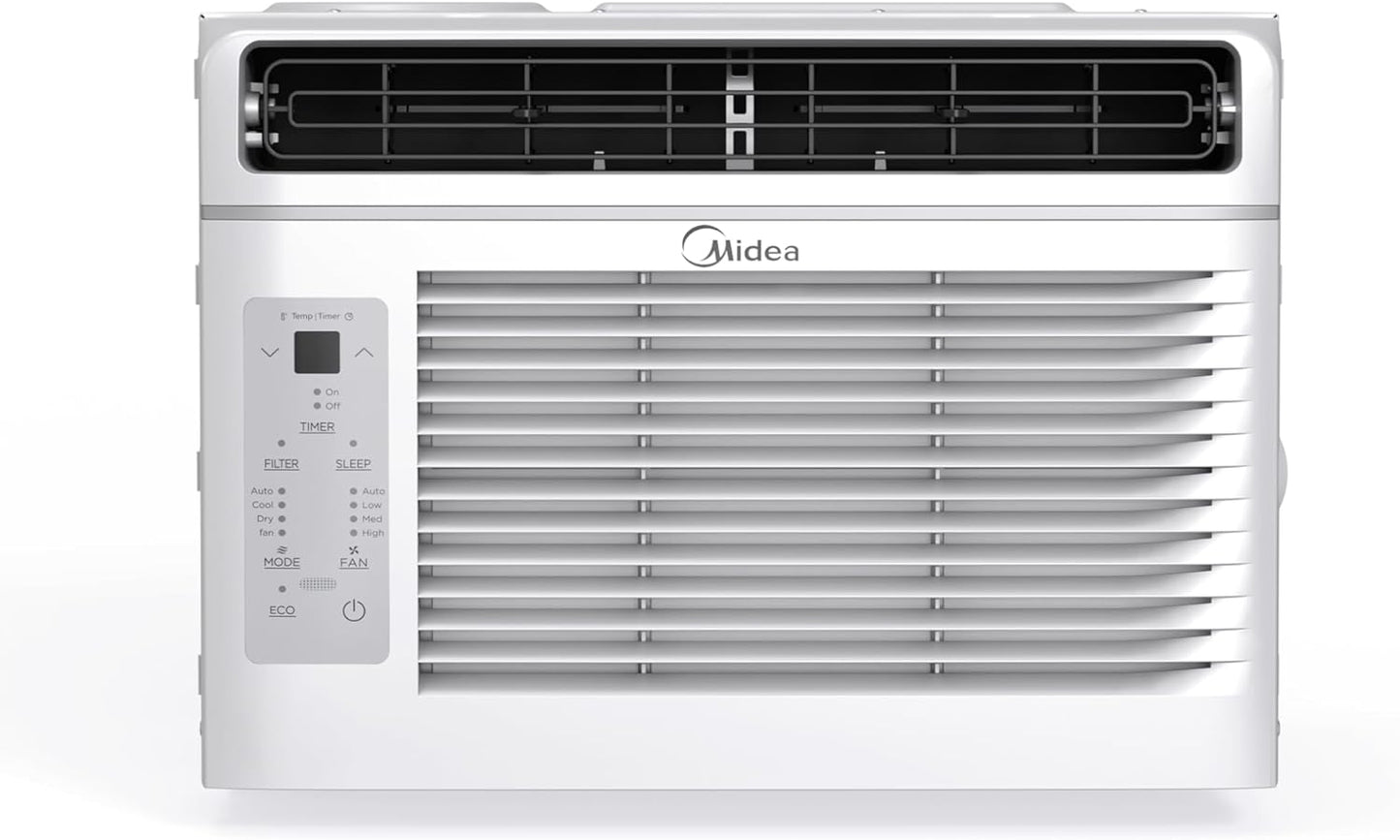 Midea MAW05R1JWT-B Electronic 5K 5,000 BTU, 3-in-1 Fan/Dehumidifier Window AC Unit, Easycool Air Conditioner with Remote Control, Cools up to 150 Sq. Ft, Fits Bedroom, Study, Office, White