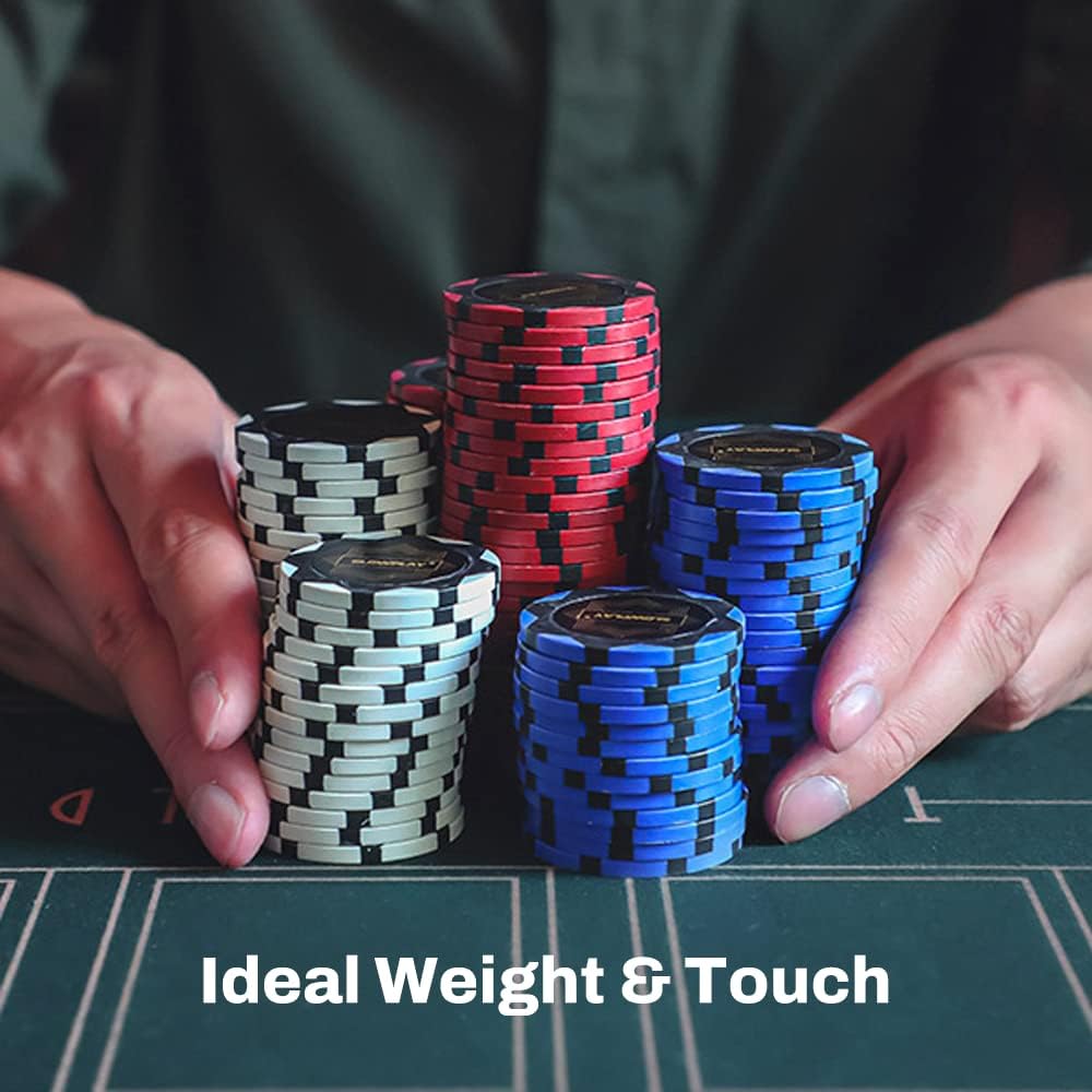 SLOWPLAY Nash Clay Poker Chips, 14 Grams Heavyweight Clay Composite, 40mm Large Chips in Bulk, Pack of 50 with Denomination of 10