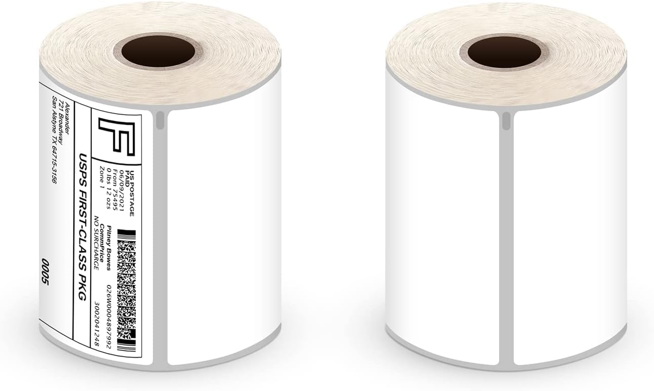 Shipping Labels 4"x6" Compatible with Dymo LabelWriter 4XL 1744907, 1755120, Thermal Postage Labels for All Thermal Label Printers, Permanent Adhesive, BPA Free, 220 Labels/Roll (2 Rolls)