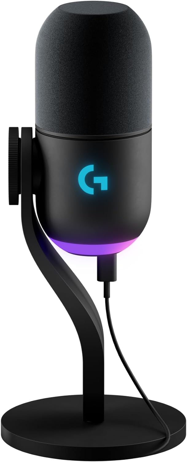 Logitech G Yeti GX Dynamic RGB Gaming Microphone, Podcast Microphone with LIGHTSYNC, Blue VO!CE, G HUB Control, USB Plug and Play - Black