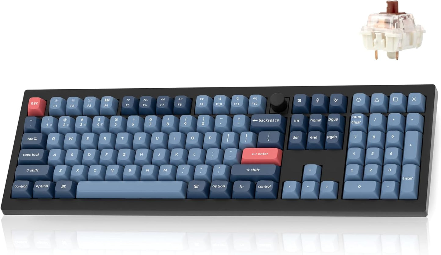 Keychron V6 Max Wireless Custom Mechanical Keyboard, 2.4 GHz Bluetooth QMK Full-Size Layout RGB with Hot-swappable Gateron Brown Switch Compatible with Mac Windows Linux