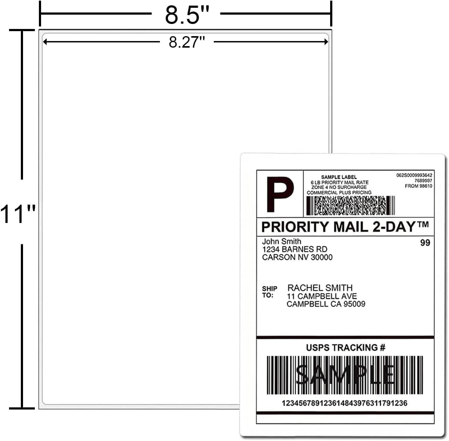 Full Sheet Labels 8.5 X 11, White Matte Sticker Paper, Laser/Inkjet Printing, 500 Sheets, 500 Labels, 1 Up Shipping Mailing Address Storage Bin Labels Stickers 8-1/2" x 11"(500 Sheets 500 Labels)