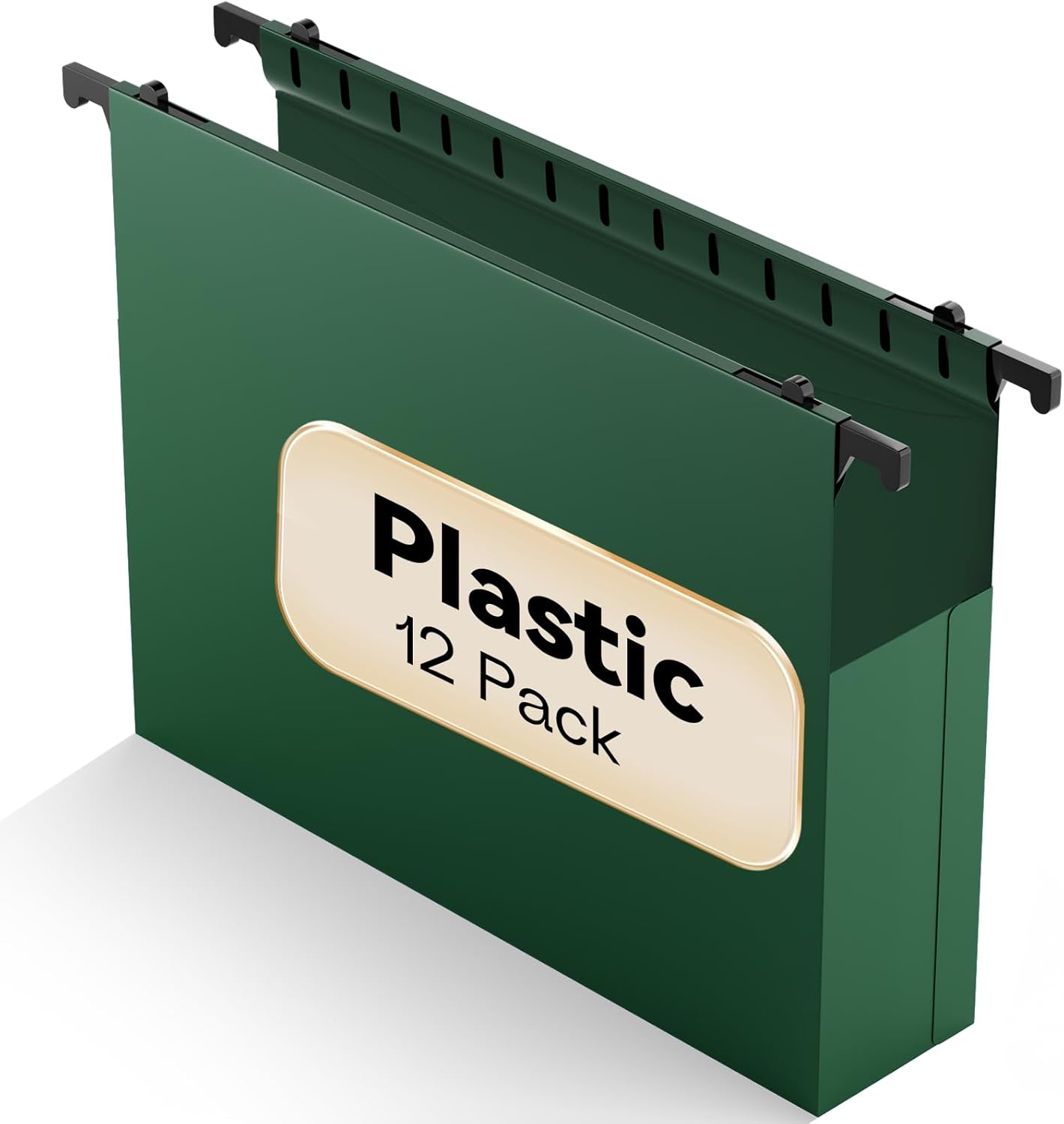 Plastic Hanging File Folders Expandable,12 Pack Heavy Duty Hanging File Folder Letter Size,2 Inch Expansion Extra Capacity Folders,Adjustable Tabs,Green Hanging Folder Designed for Bulky Files