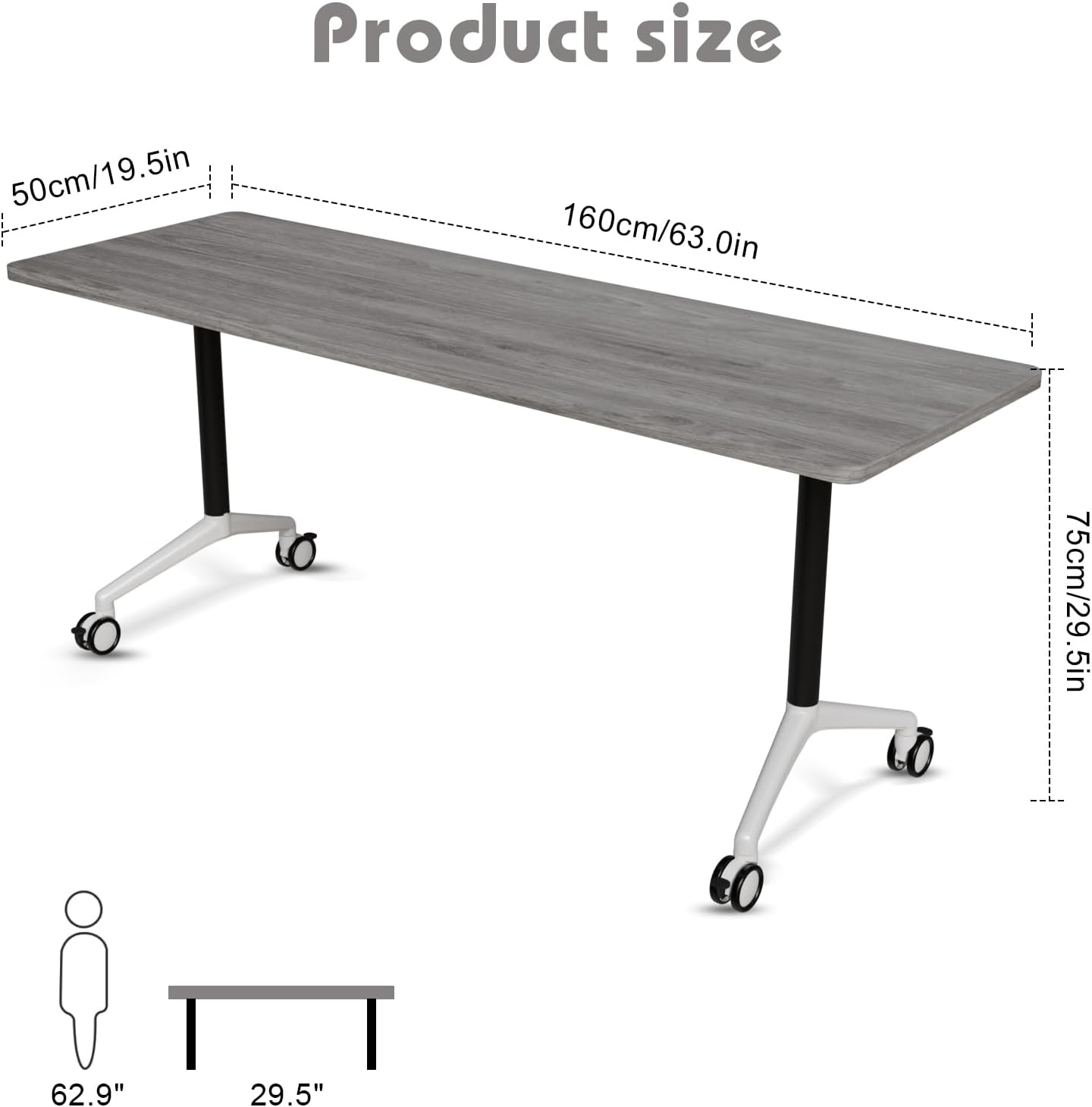 Conference Room Table with Flip-Top Design for Dynamic Meetings, Business Table Computer Desk with Heavy-Duty Frame,Foldable Seminar Meeting Tables for Home Office (6, B, 61IN)