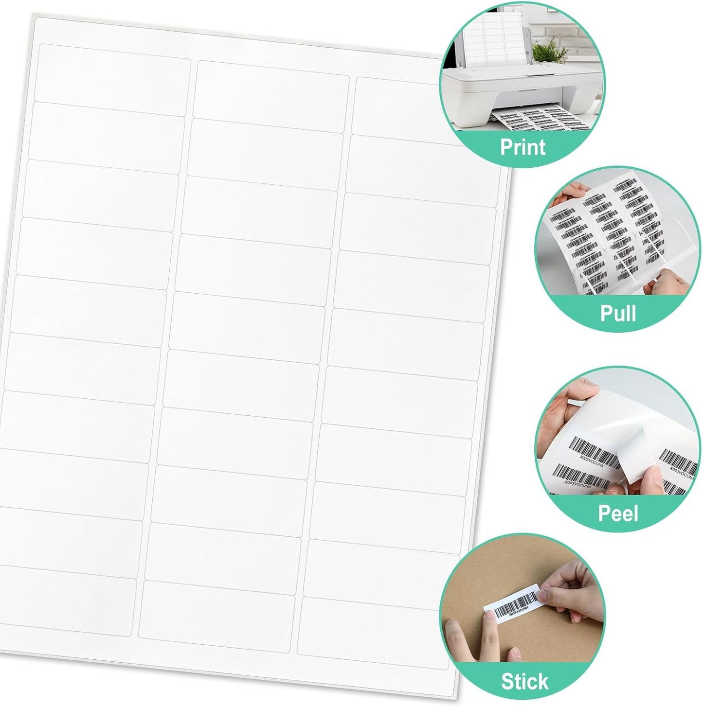 L LIKED Printable Address Labels, 1" x 2-5/8", 900 Labels, 30 per Sheet, Label Stickers for Envelopes (30 Sheets)