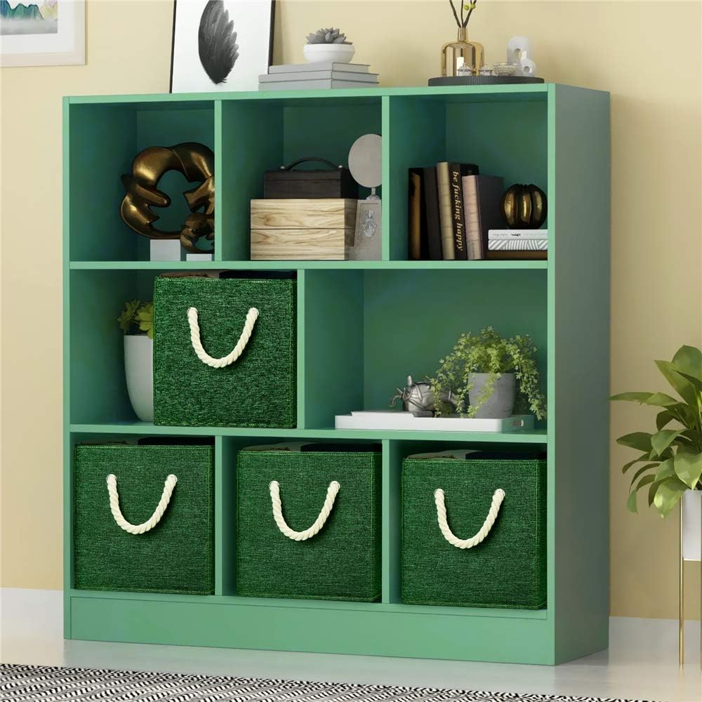 Green Foldable Polyester Fabric Storage Bins Cube Organizers,10.5x10.5x11inch,for Organizing The Clutter In The Home or Office,Set of 6,Q-ST-52-6