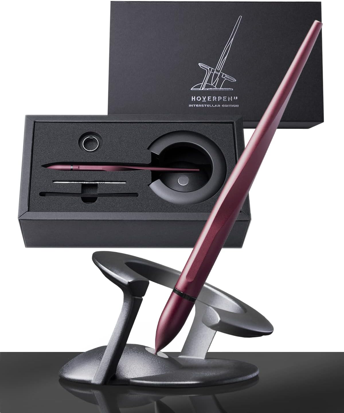 novium Hoverpen Interstellar, Mars Magma, Ballpoint Pen, Unisex, 23.5 Degree Angle, Schmidt Ballpoint Cartridges, Smooth Writing, No Spills, No Spotting, No Explosions