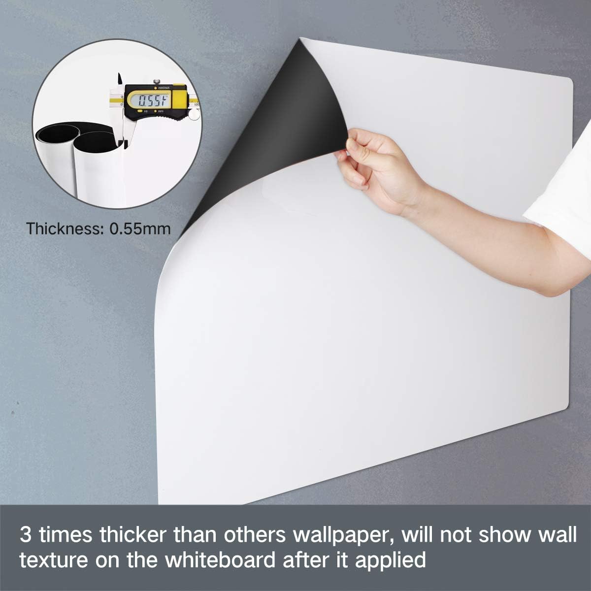 Magnetic Whiteboard Contact Paper for Wall 36 x 24 inches, Magnetic Dry Erase White Board Sticker with Non-Adhesive Backing for Office Home School