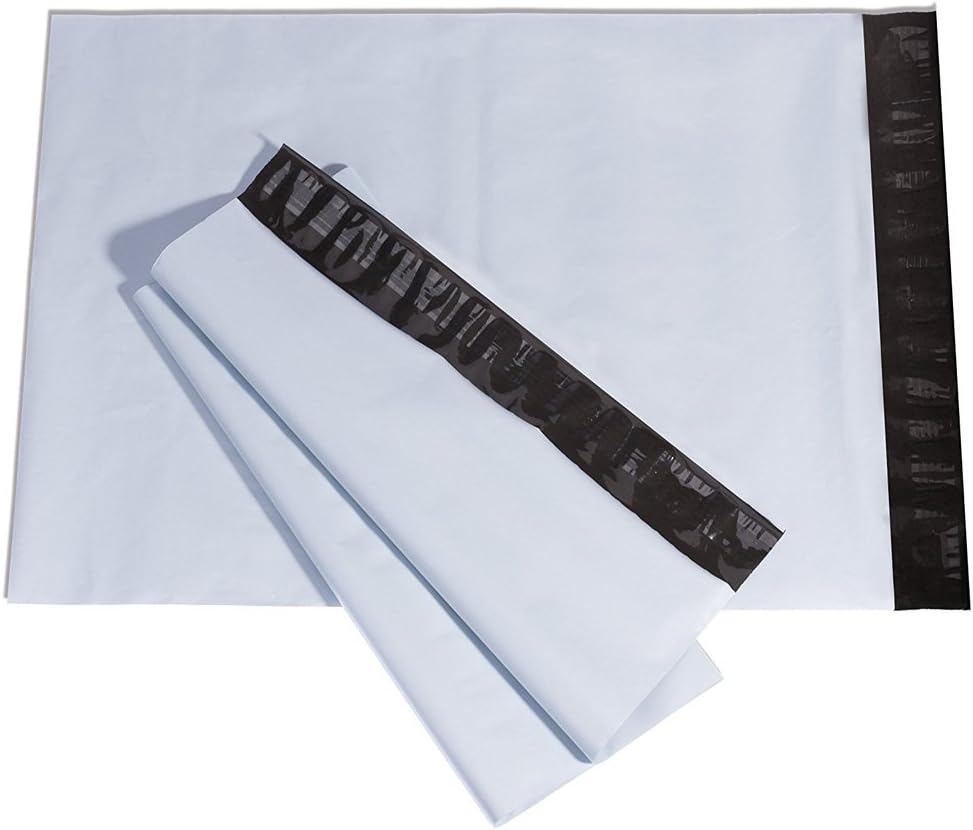 FungLam Poly Mailers Shipping Envelopes Bags, 14.5 x 19 inches, 200 White Polyethylene Self-Seal Envelope-Mailers