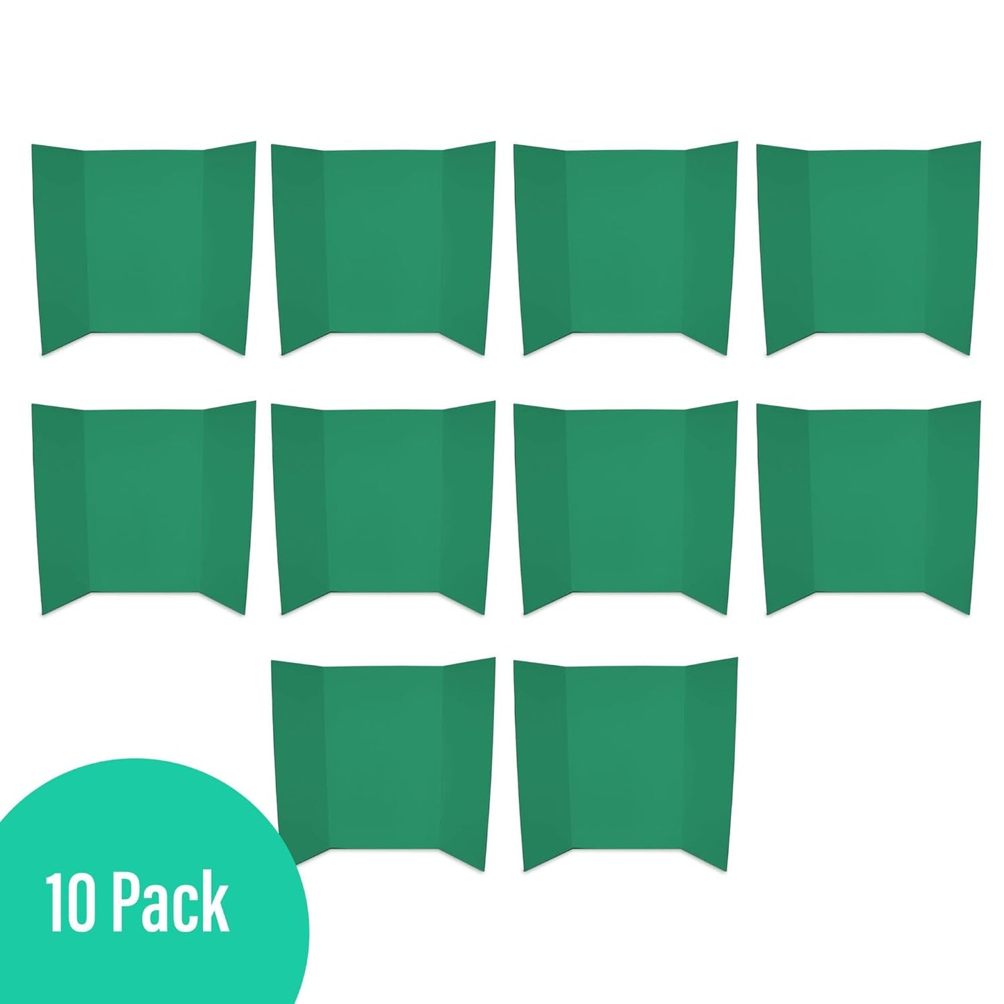 Flipside Products 36” x 48” Foam Project Boards for Presentations, Science Fair, School Projects, Event Displays and Trifold Picture Board - Green - 10 Pack