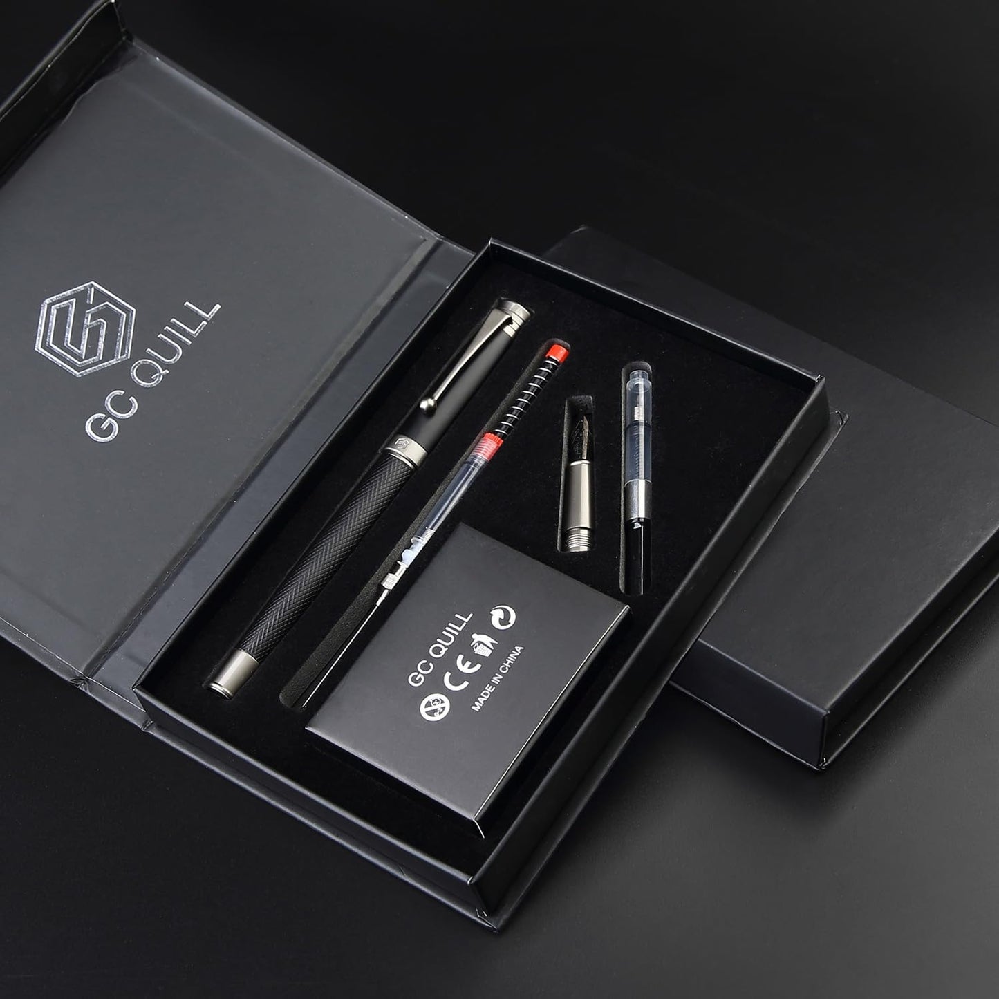GC QUILL Fountain Pen Set - Fine & Medium Nibs, Includes 18 Ink Cartridges, Ink Refill Converter & Syringe Filler, Gift for Writing, Journaling & Calligraphy MU-13