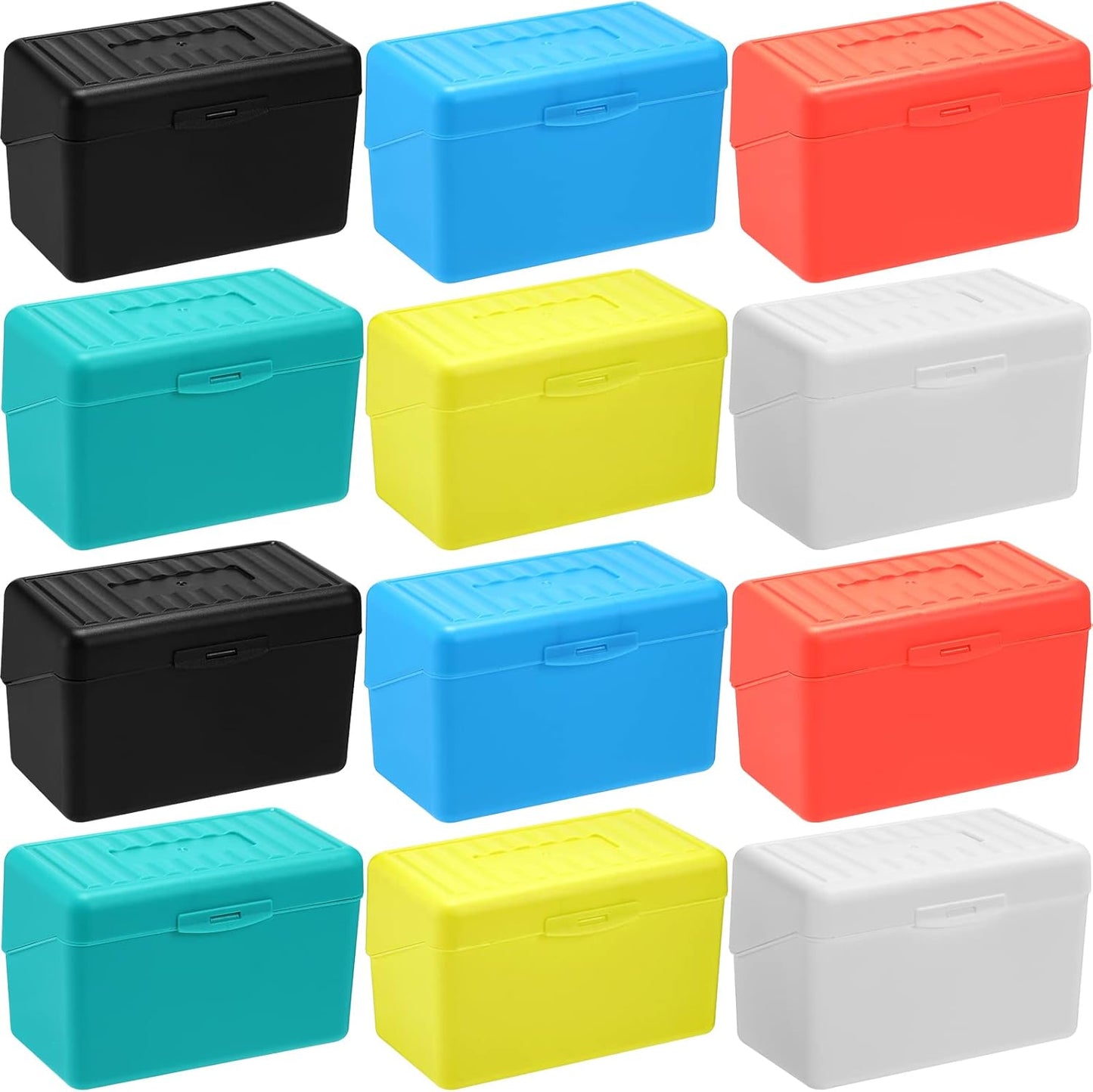 Fuutreo 12 Pack 3x5 Organizer Index Card Box Flash Note Index Card Holder Case for Recipes Addresses(Bright Colors)