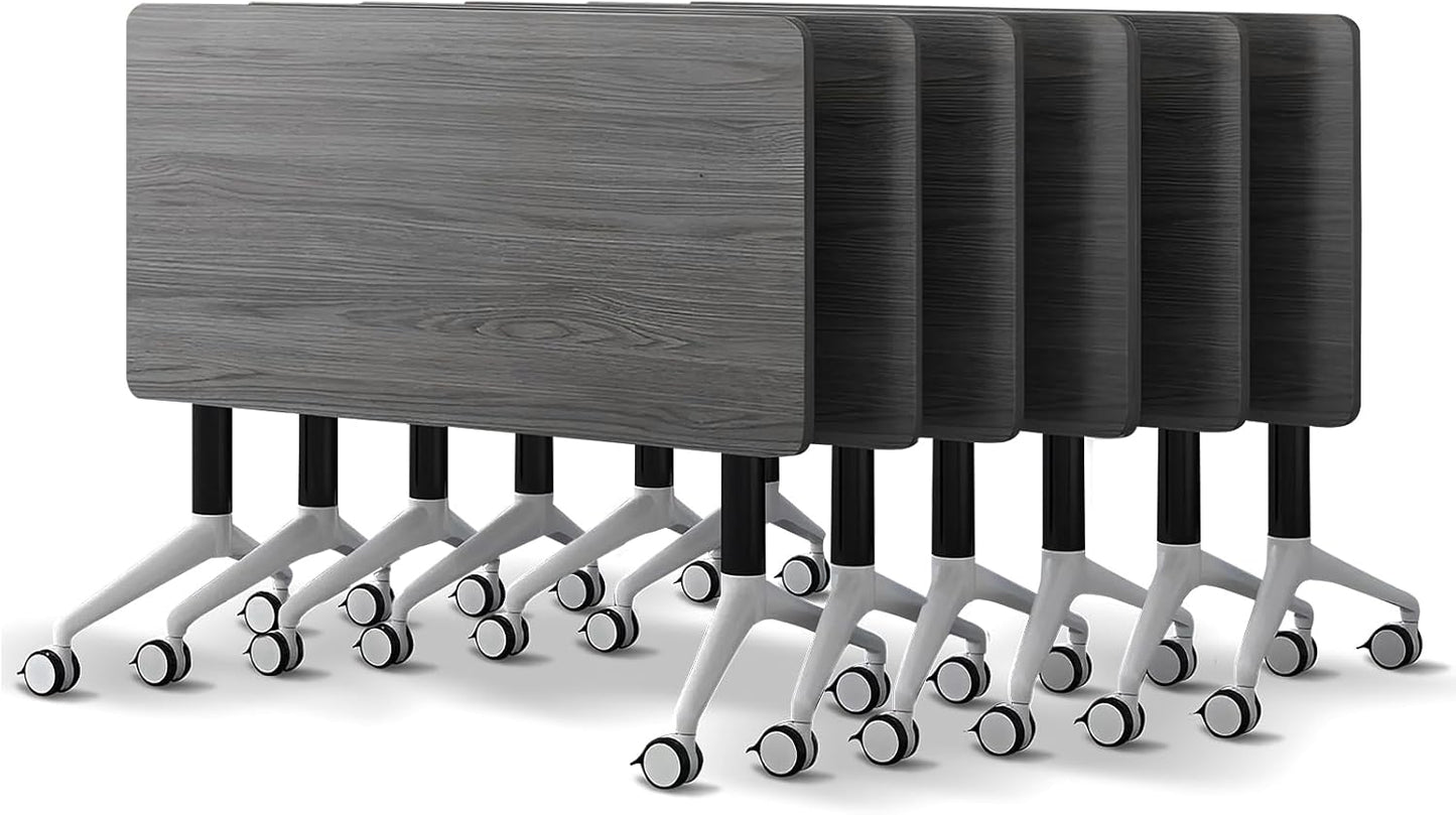 Conference Room Table with Flip-Top Design for Dynamic Meetings, Business Table Computer Desk with Heavy-Duty Frame,Foldable Seminar Meeting Tables for Home Office (6, B, 55.1IN)