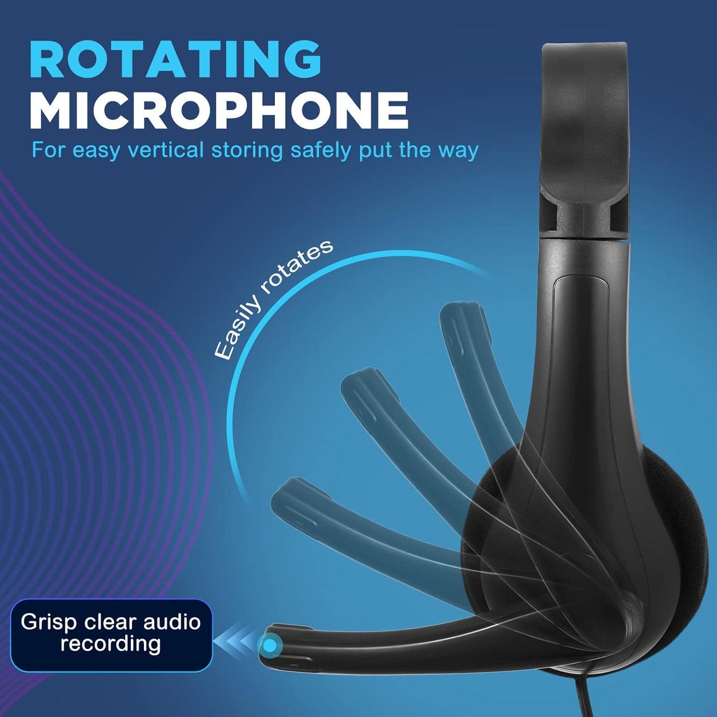 Yunsailing 20 Pack Bulk Classroom Headphones with Microphone Students Kids Wired School Class Set Headphones for School Library Computer Office Adults 3.5 Jack Universal Plug(Black)