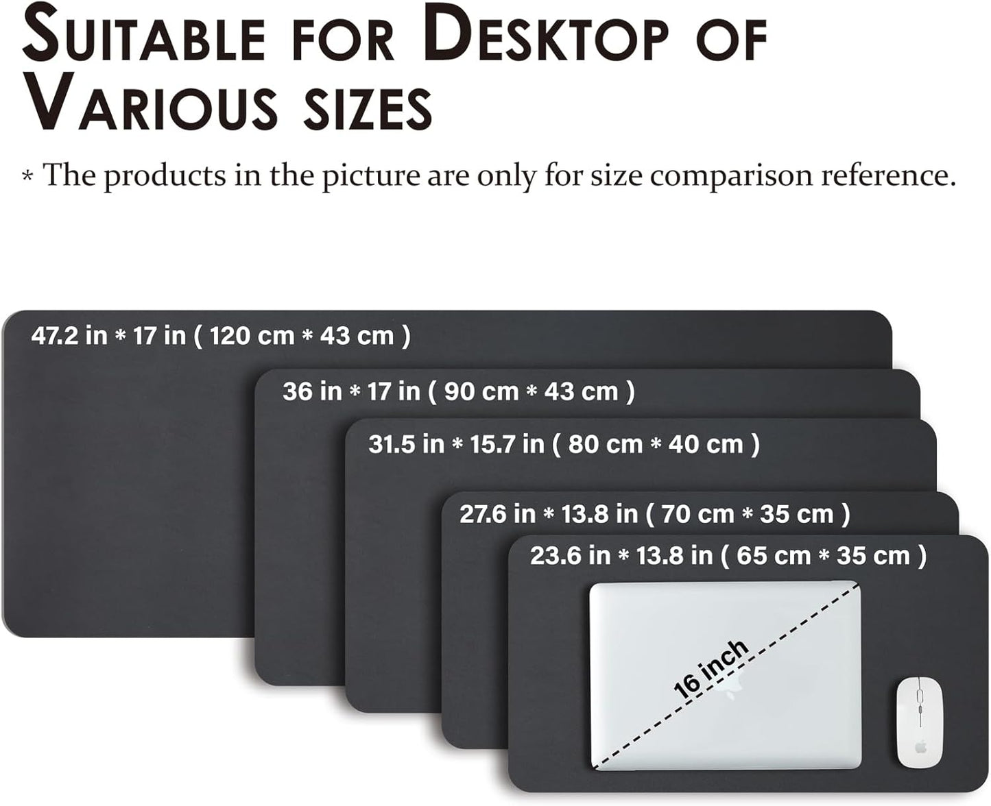 Leather Desk Mat - Non-Slip PU Desk Pad for Office and Home - Desk Organization and Accessories - Ideal for Large Mouse Pad and Desk Mats on Top of Desks (Black,27.6"x 13.8")