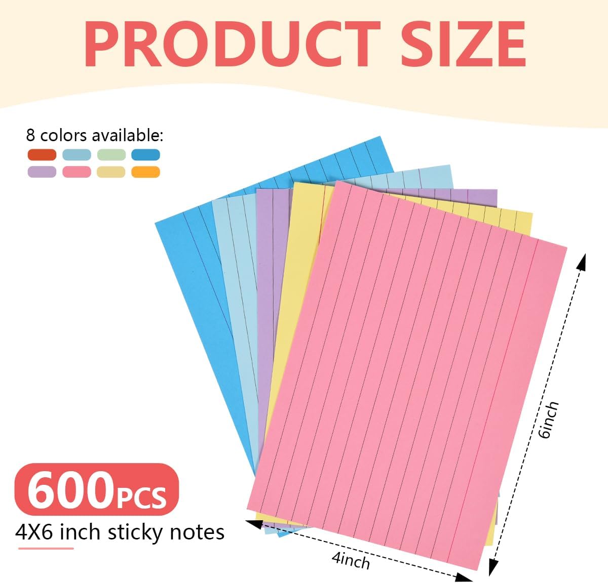OBTANIM 400 Count 4 x 6 Inch Index Cards Assorted Colors Ruled Index Flash Cards for Studying Taking Note Office Home and School Daily Recording