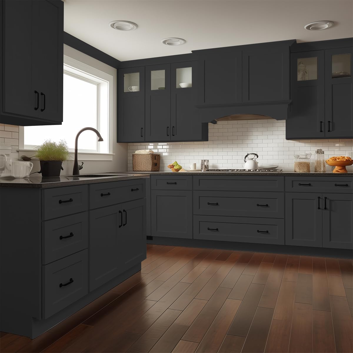 Shaker Style Charcoal Black RTA Solid Wood Base Cabinet with 3 Drawers and Soft Close Feature, 27" W x 24" D x 34.5" H, Perfect for Standalone Use or Kitchen Cabinet Combinations