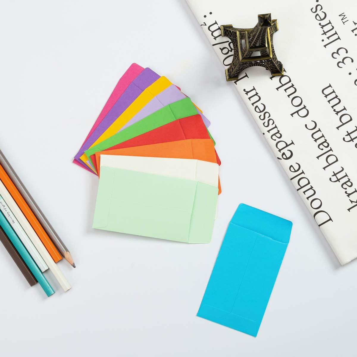 1000 Pieces Colorful Small Coin Envelopes Self-Adhesive Seed Envelopes Mini Parts Small Items Storage Packets Envelopes for Garden, Office or Wedding Gift (2.25×3.5 inch)