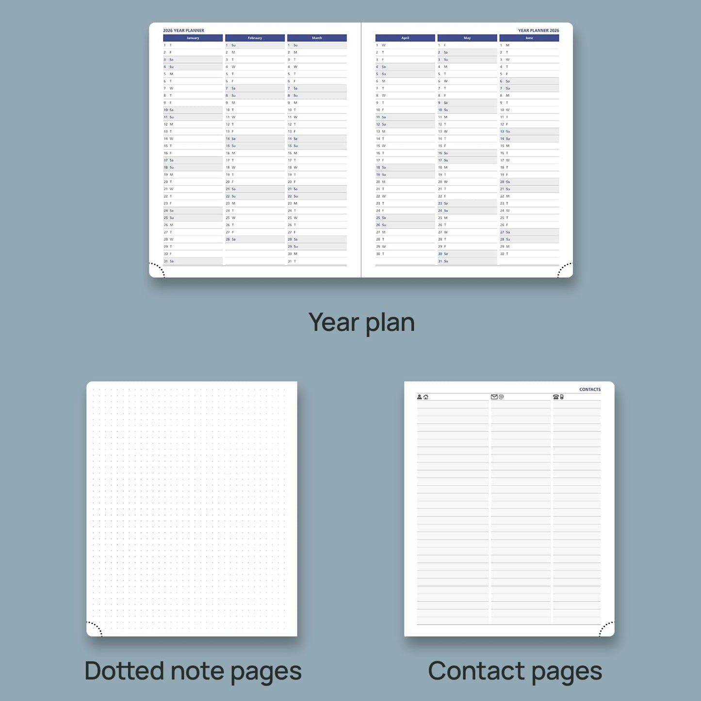 POPRUN Weekly Planner 2025-2026, 7.25'' x 8.5'', 15-Minute Hourly Appointment Book (July 2025-June 2026) with PU Leather Softcover, Monthly Tabs, Inner Pocket - Forest Green
