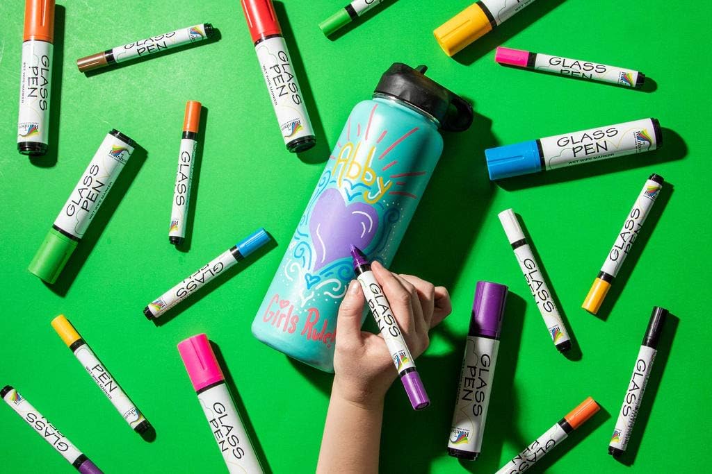 Glass Pen Window Marker: Liquid Chalk Pens for Glass, Whiteboard Markers with Washable Paint - Graduation, Car Windows, Mirror Pen, Storefront, Wedding, Parade, Party & Holiday (Blue, Fine Tip)