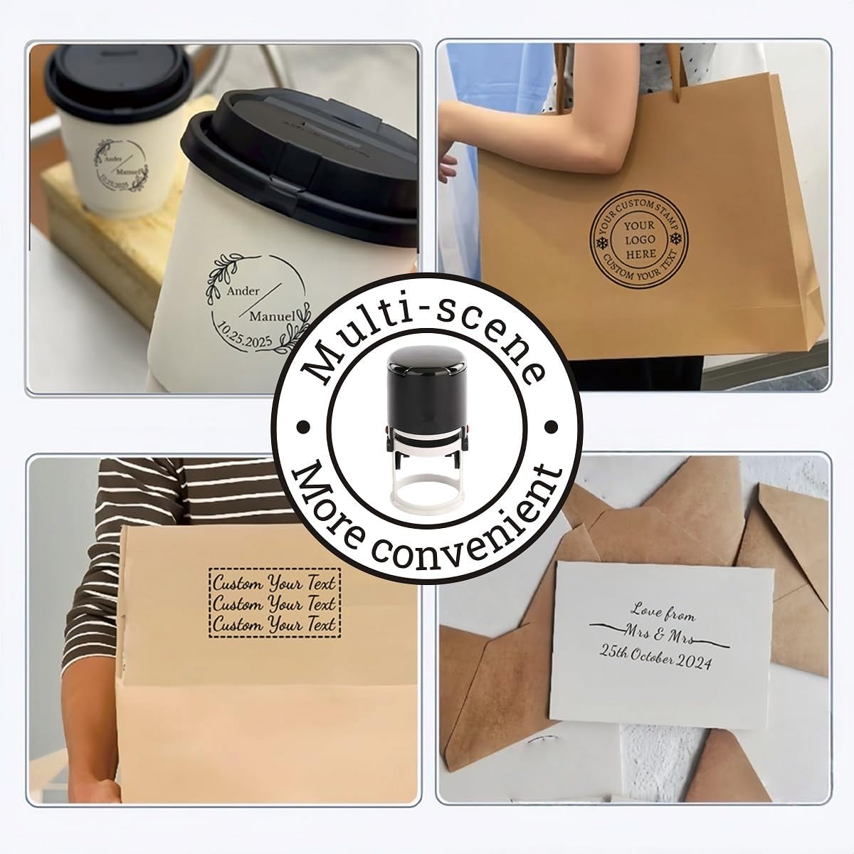 Multi-Size Custom Stamps Self Inking Personalized Logo Name Image Return Address Rubber Stamps for Office Business Personal Use (Round-1.6inch)
